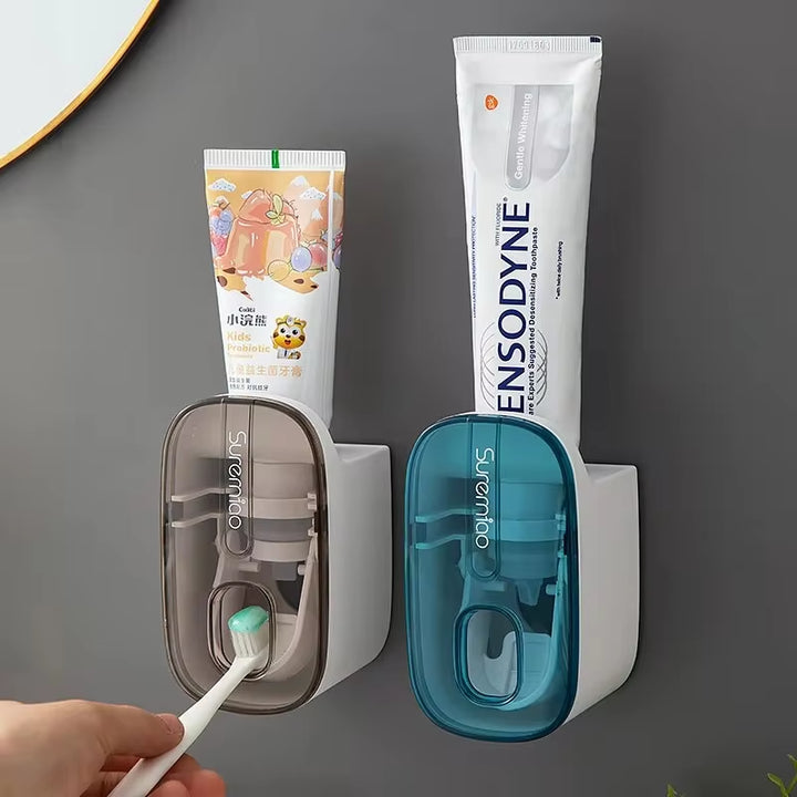 Automatic Wall-Mounted Toothpaste Dispenser and Toothbrush Organizer for Bathroom Essentials