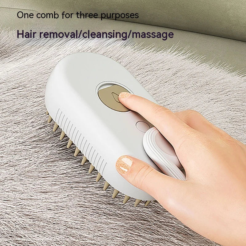 3-in-1 Electric Spray Cat and Dog Grooming Brush with Massage Function for Effective Hair Removal