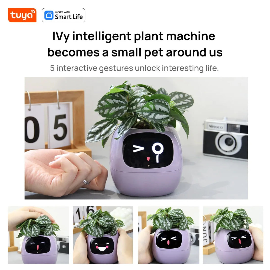 Tuya Ivy Smart Planter: 49+ Expressions, 7 Smart Sensors, and AI Technology for Effortless Plant Care