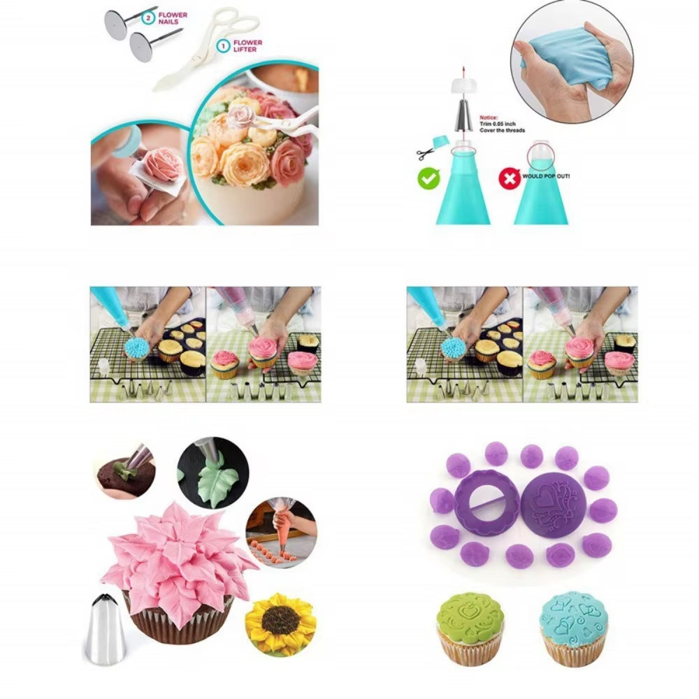 137-Piece Professional Cake Decorating Set with Turntable, Piping Bags, and Russian Piping Tips