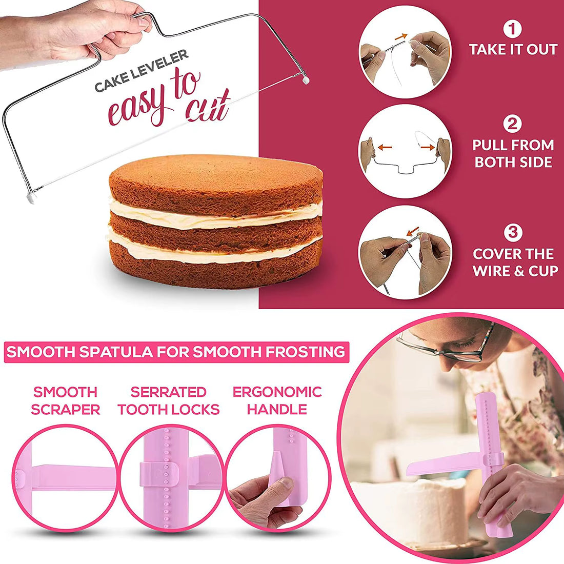 200-Piece Professional Cake Decorating Set with Rotating Turntable, Spatula, Piping Tips, Fondant Tools, and Pastry Accessories