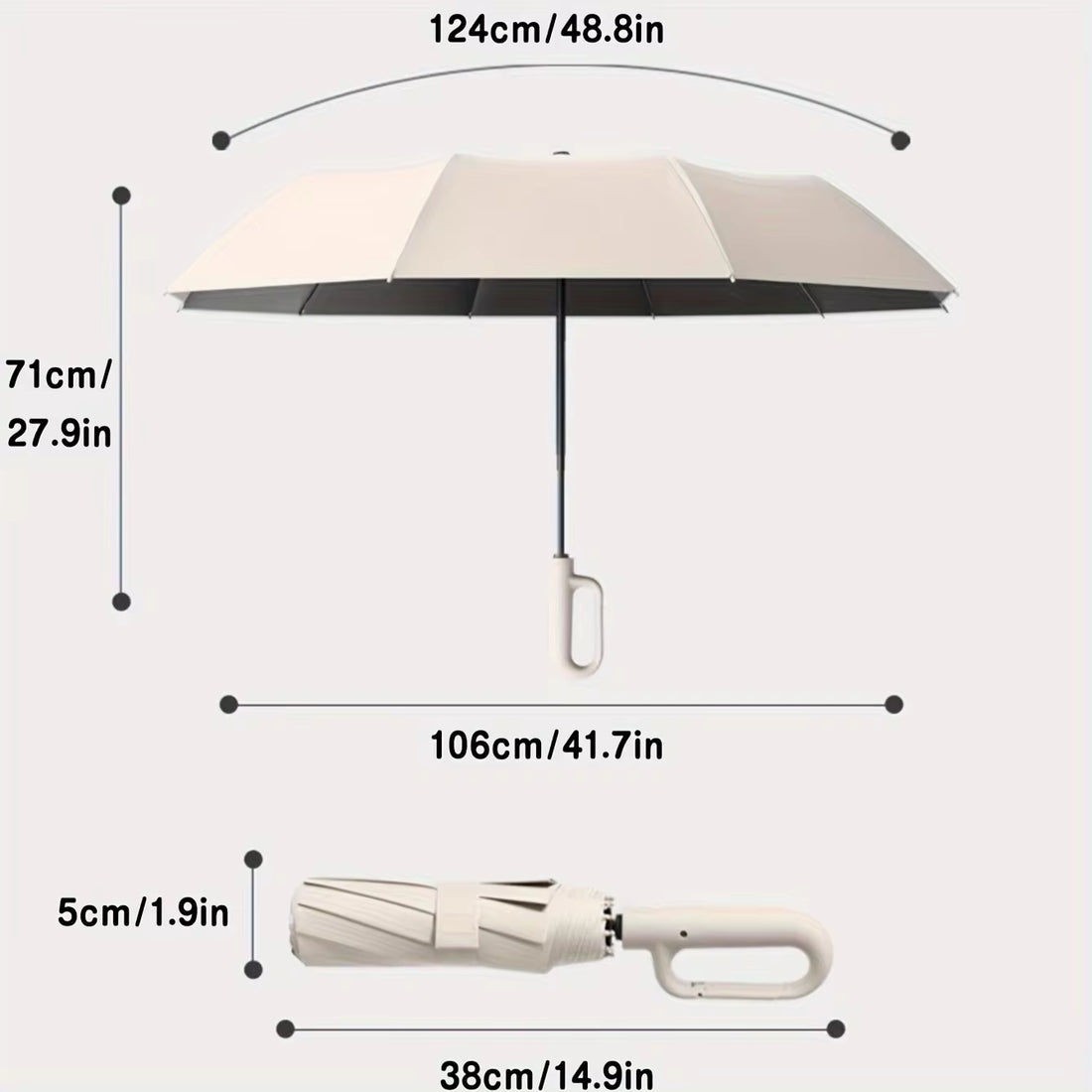 Reinforced 105CM Automatic Folding Umbrella for Men with 30 Bones, Windproof and Water-Resistant Design, Featuring a Large Buckle Handle