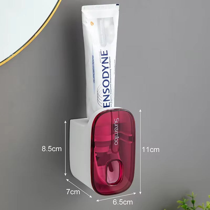 Automatic Wall-Mounted Toothpaste Dispenser and Toothbrush Organizer for Bathroom Essentials