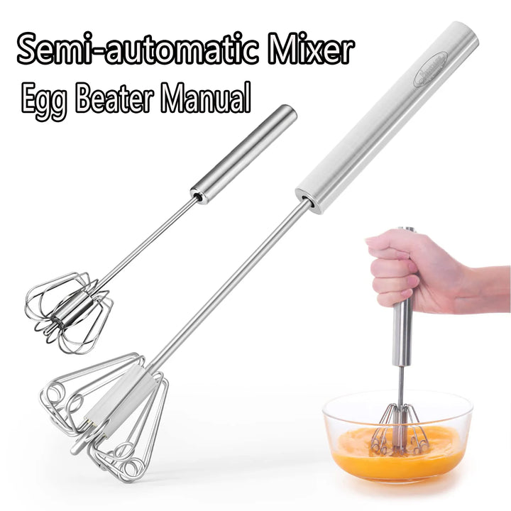 Semi-Automatic Stainless Steel Egg Beater and Hand Mixer for Cream and Egg Whipping