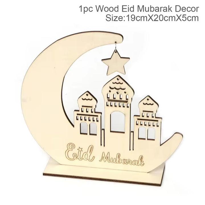 EID Mubarak Decorative Banner and Balloon Wooden Pendant for Ramadan and Eid Al Adha Celebrations