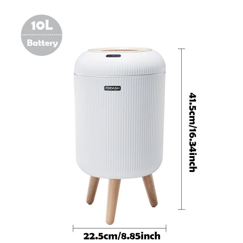 Smart Motion Sensor Trash Can with Lid - Elegant Compact Design for Multi-Purpose Use in Bedroom, Bathroom, Kitchen, and Office