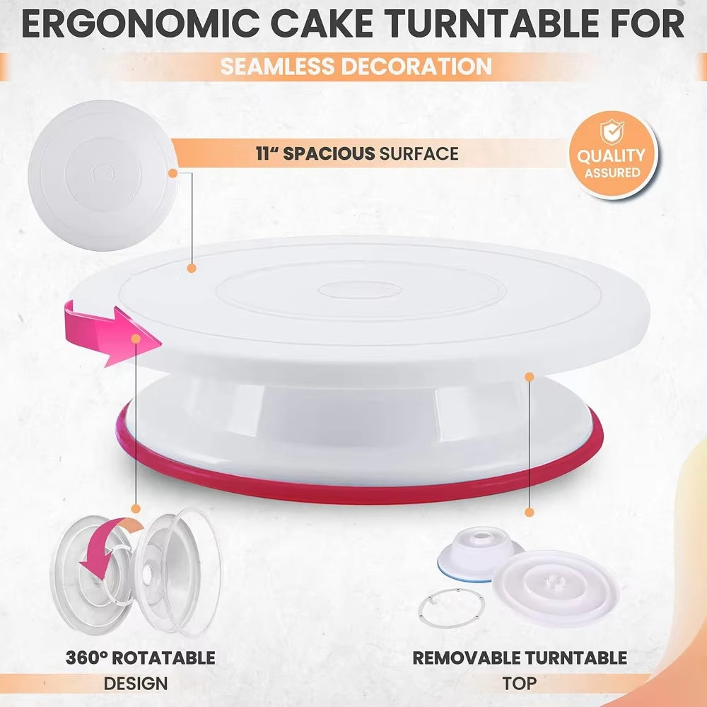 Ultimate Professional Cake Decorating Kit - Includes 3 Springform Pans & Rotating Turntable Tools