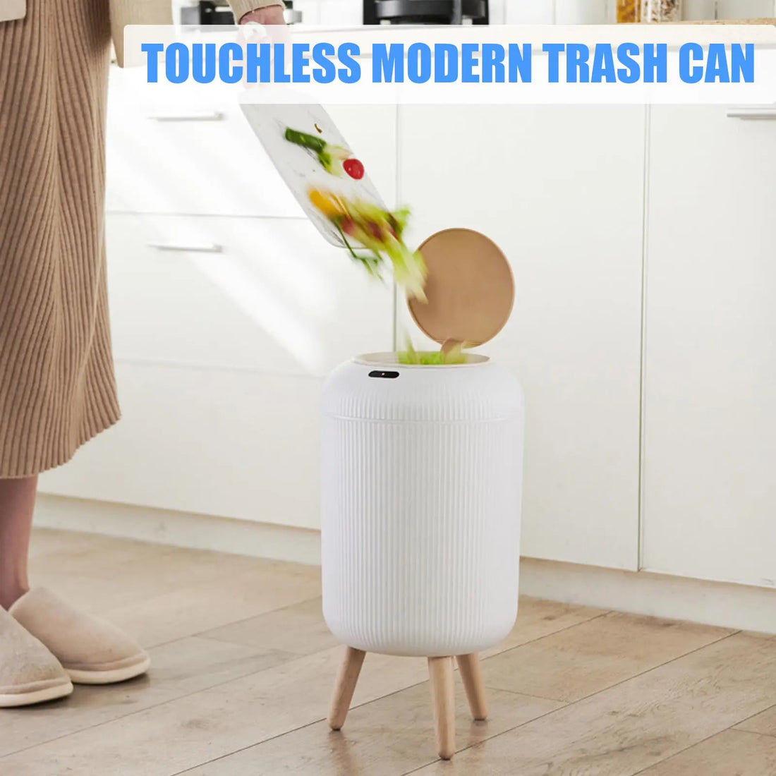 Smart Motion Sensor Trash Can with Lid - Elegant Compact Design for Multi-Purpose Use in Bedroom, Bathroom, Kitchen, and Office