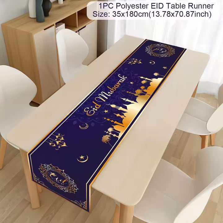 Elegant Ramadan Kareem Table Runner - Eid Mubarak Home Decor 2025 for Islamic Celebrations and Eid Al-Fitr Gifts