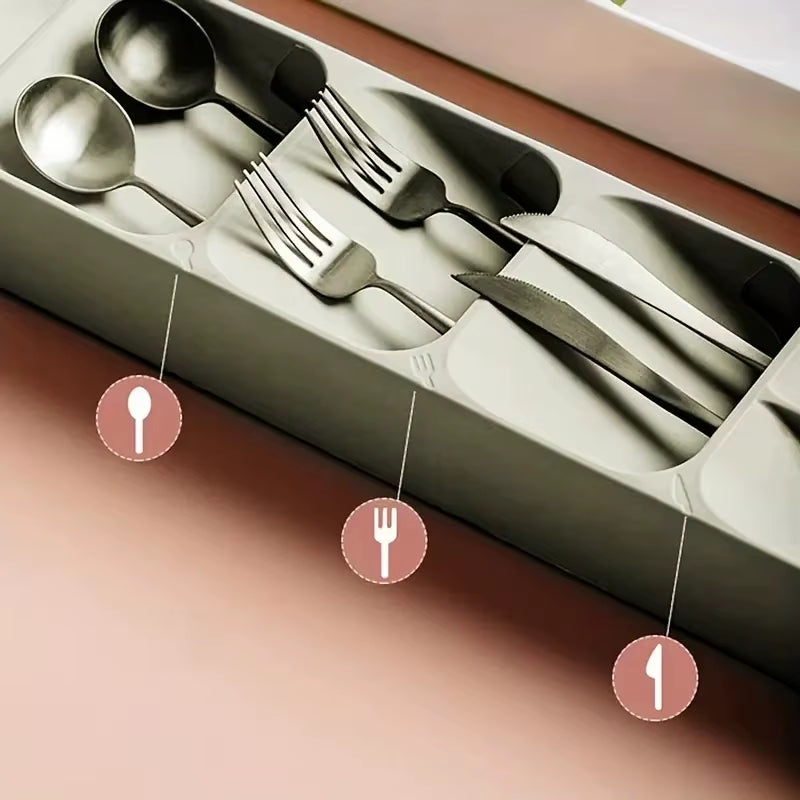 Multi-Purpose Cutlery Storage Organizer with Compartmentalized Design for Kitchen Drawers