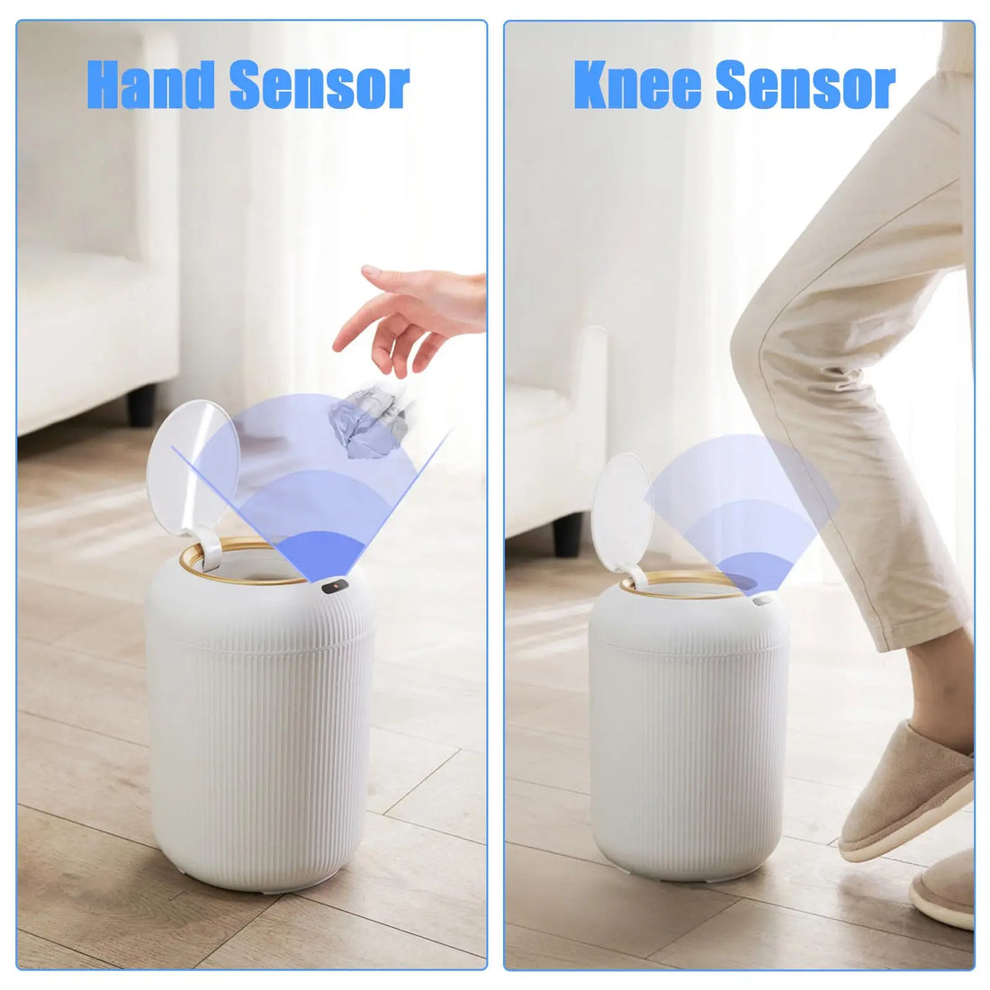 Smart Motion Sensor Trash Can with Lid - Elegant Compact Design for Multi-Purpose Use in Bedroom, Bathroom, Kitchen, and Office