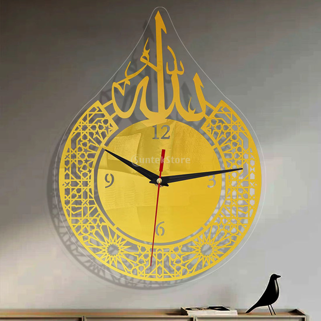 Islamic Quartz Silent Wall Clock with Pendulum - Sophisticated Ramadan Decor for Nurseries and Homes