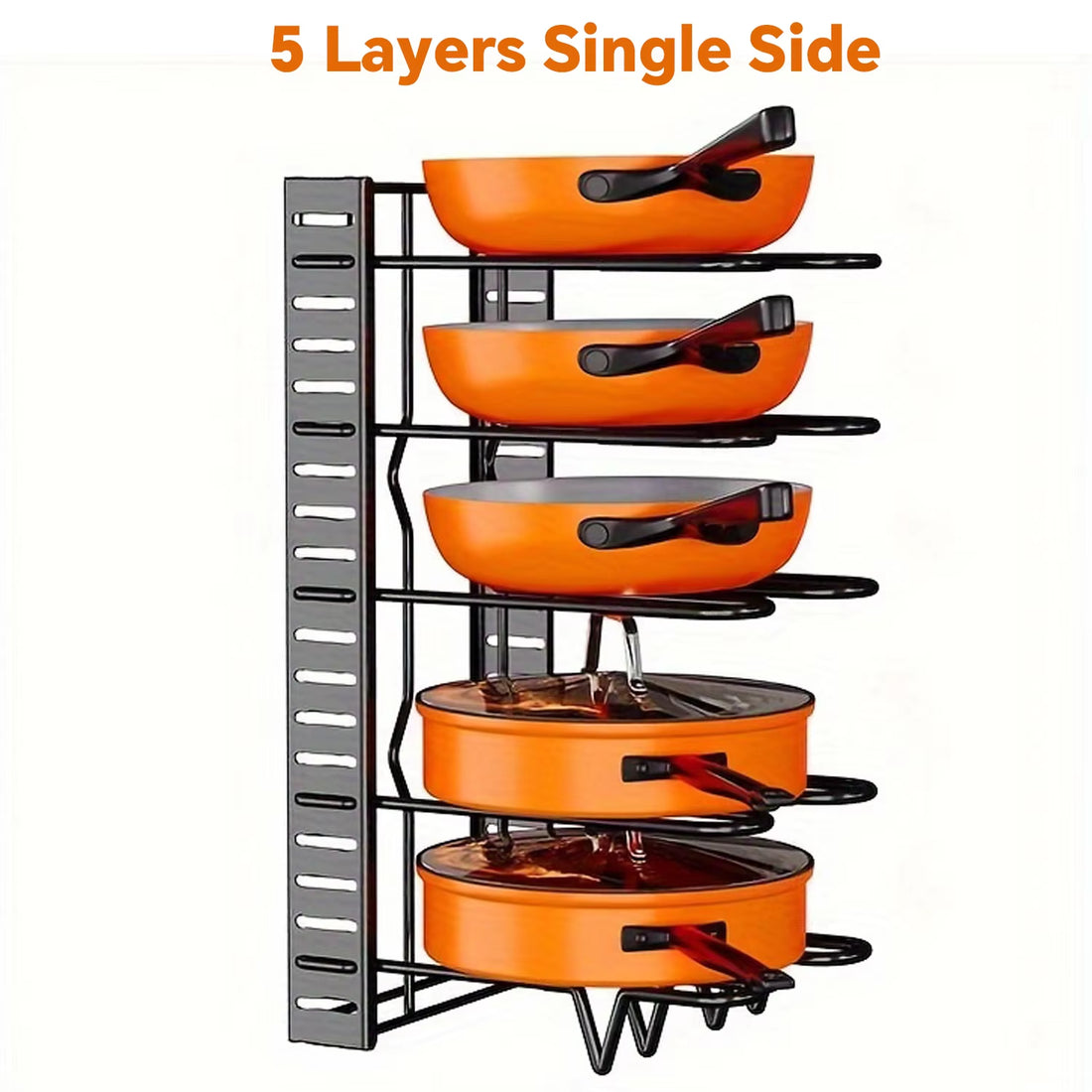 8-Tier Heavy-Duty Metal Pot Rack Organizer - Space-Saving Cabinet Holder for Pots, Pans, and Lids to Maintain a Neat and Tidy Kitchen