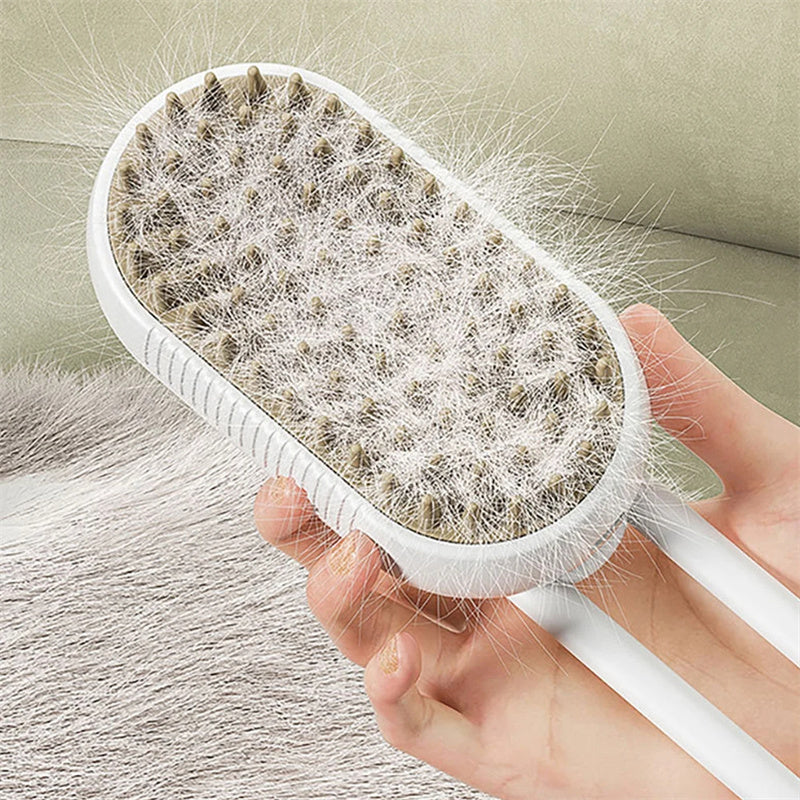 3-in-1 Electric Spray Cat and Dog Grooming Brush with Massage Function for Effective Hair Removal