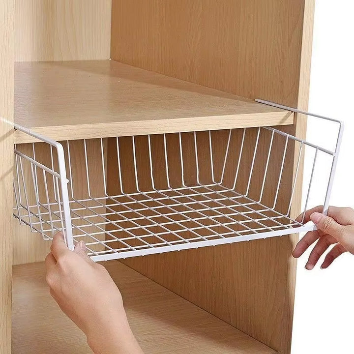 Multi-Functional Iron Base Perforated Hanging Storage Rack for Kitchen and Bathroom Organization