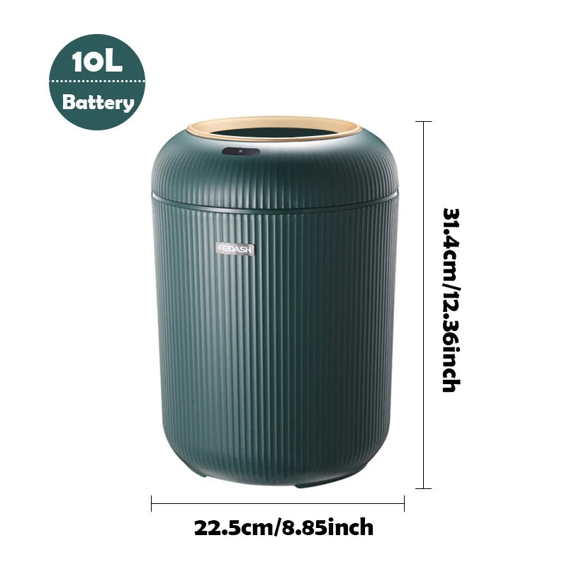 Smart Motion Sensor Trash Can with Lid - Elegant Compact Design for Multi-Purpose Use in Bedroom, Bathroom, Kitchen, and Office