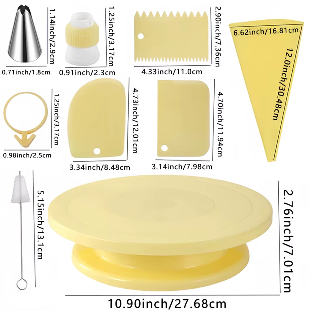 Ultimate 21-Piece Cake Decorating Kit: Pastry Turntable, Piping Nozzles, Bags & More!