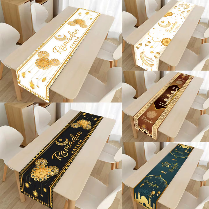 Elegant Ramadan Kareem Table Runner - Eid Mubarak Home Decor 2025 for Islamic Celebrations and Eid Al-Fitr Gifts