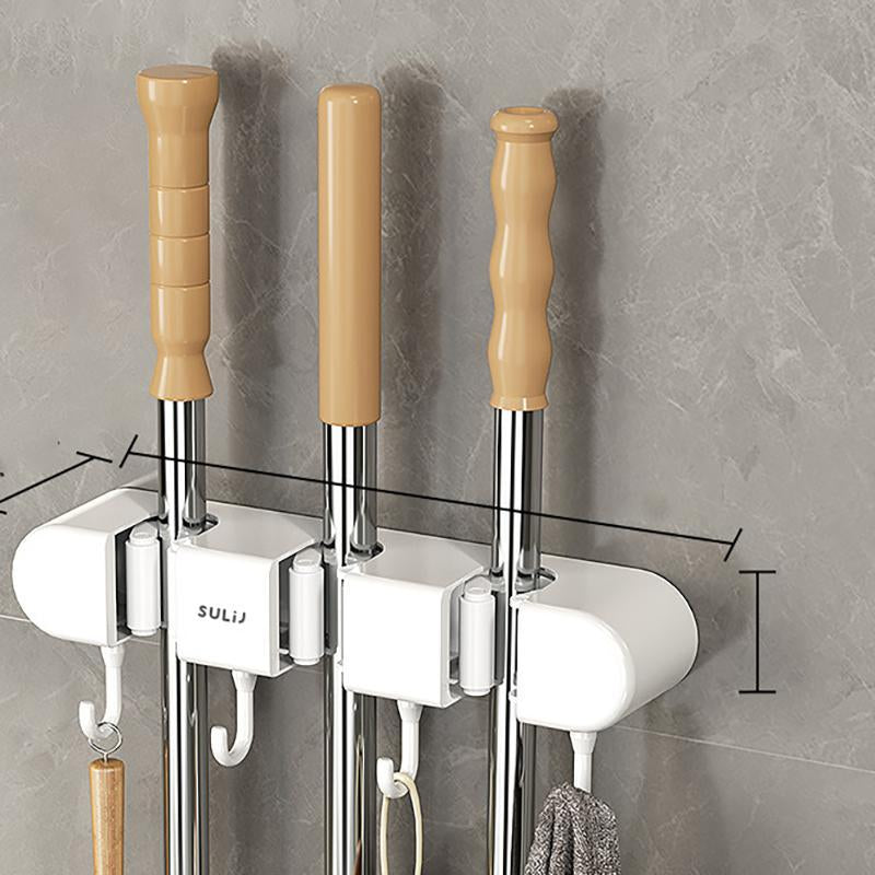 Wall-Mounted Mop Holder - Punch-Free Mop Hook and Storage Rack for Bathroom and Kitchen Organization