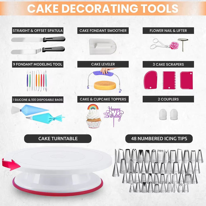 Ultimate Professional Cake Decorating Kit - Includes 3 Springform Pans & Rotating Turntable Tools