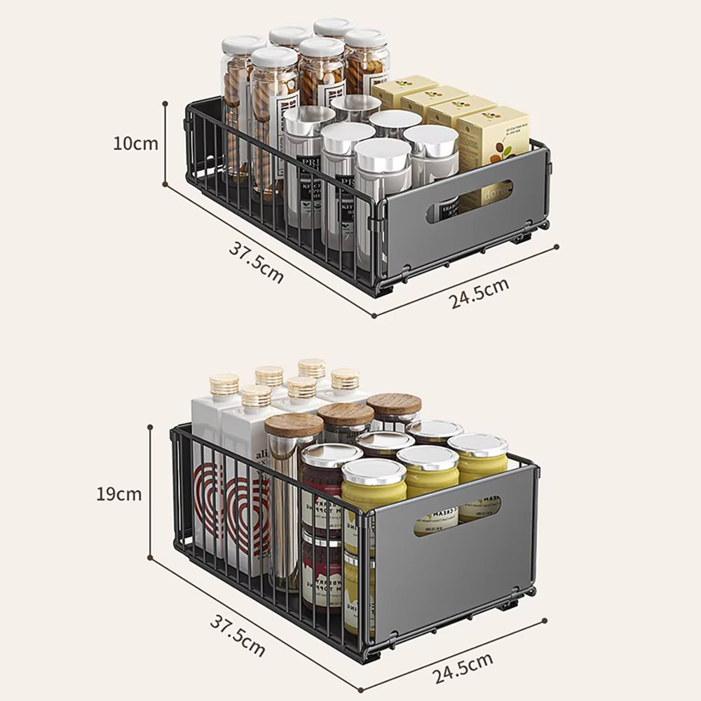 Pull-Out Kitchen Cabinet Organizer with Sliding Drawer and Spice Rack