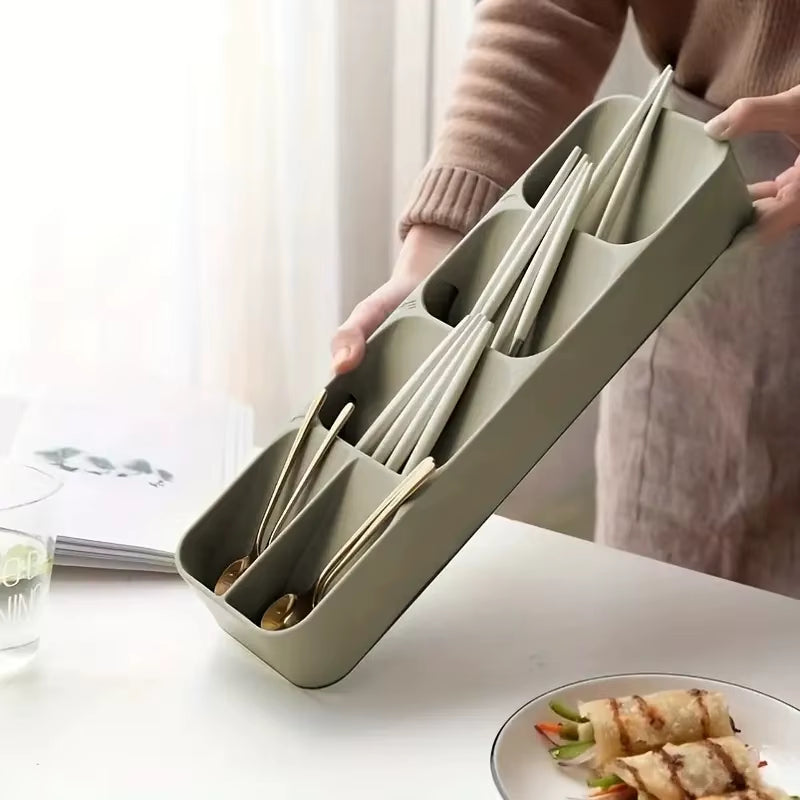 Multi-Purpose Cutlery Storage Organizer with Compartmentalized Design for Kitchen Drawers