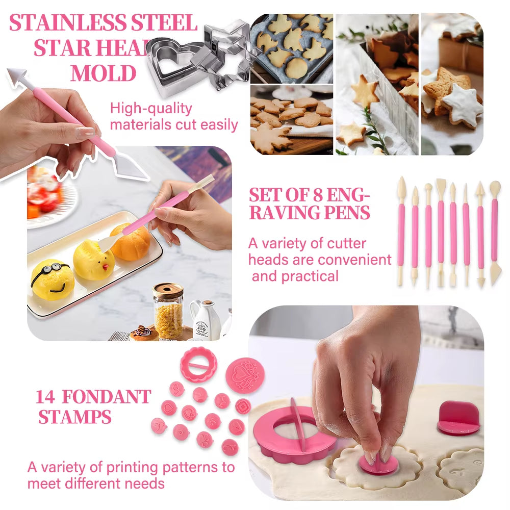 Professional Anti-Slip Cake Decorating Supplies Kit - 205/255 Pieces Including Cake Turntable, Pastry Piping Bags, and Icing Scrapers