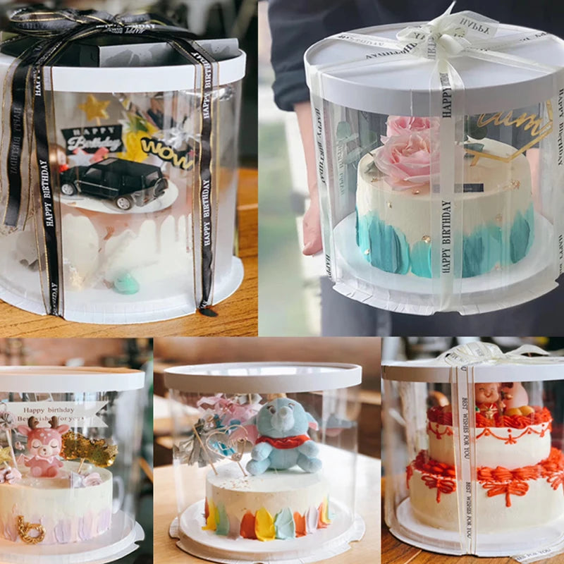 Transparent Round PVC Cake Boxes for Gift Packaging - Perfect for Birthdays, Weddings, Anniversaries, and Events - Available in 4 and 6 Inch Sizes