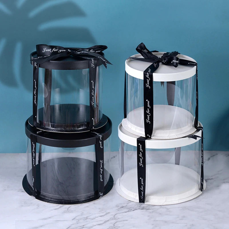 Transparent Round PVC Cake Boxes for Gift Packaging - Perfect for Birthdays, Weddings, Anniversaries, and Events - Available in 4 and 6 Inch Sizes