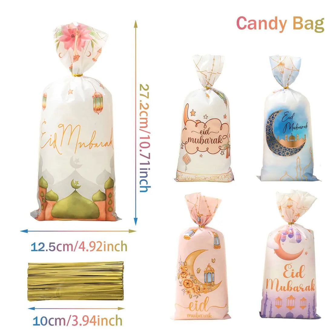 Ramadan Cookie Bags with Strap - Available in 25, 50, or 100 Pieces for Eid Mubarak Gifts and Islamic Celebrations