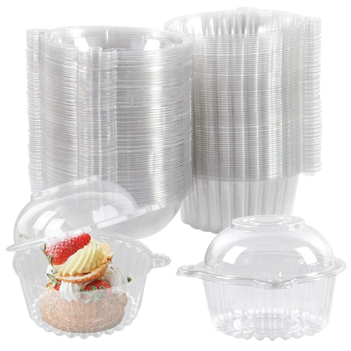 Cupcake Packaging Box Set - 10/50 Clear Dessert Containers for Donuts, Muffins, and Cakes - Perfect for Weddings, Birthdays, and Holiday Celebrations