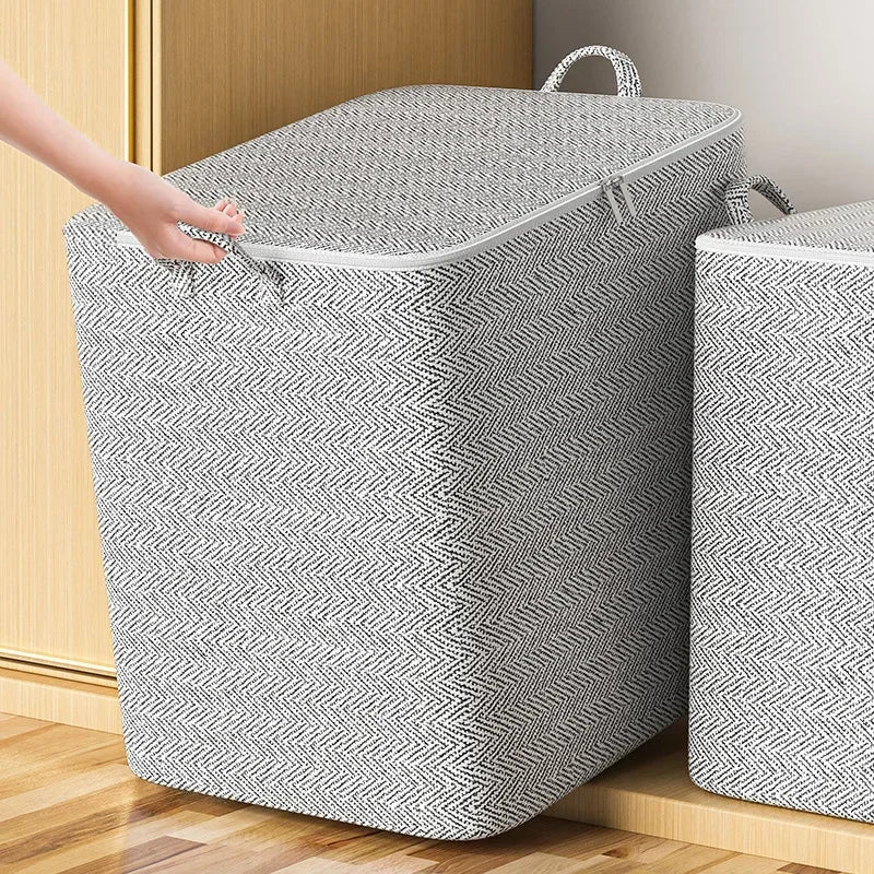 Stereoscopic Fabric Storage Bins with Windows - Foldable High-Capacity Organizers for Home Closets