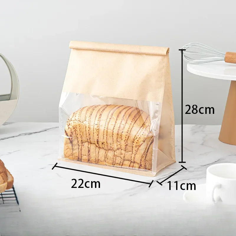 Self-Sealing Toast Bags - Available in 4 Sizes, Pack of 10 to 50 Pieces, Clear Packaging for Bread, Biscuits, Cakes, and Tea