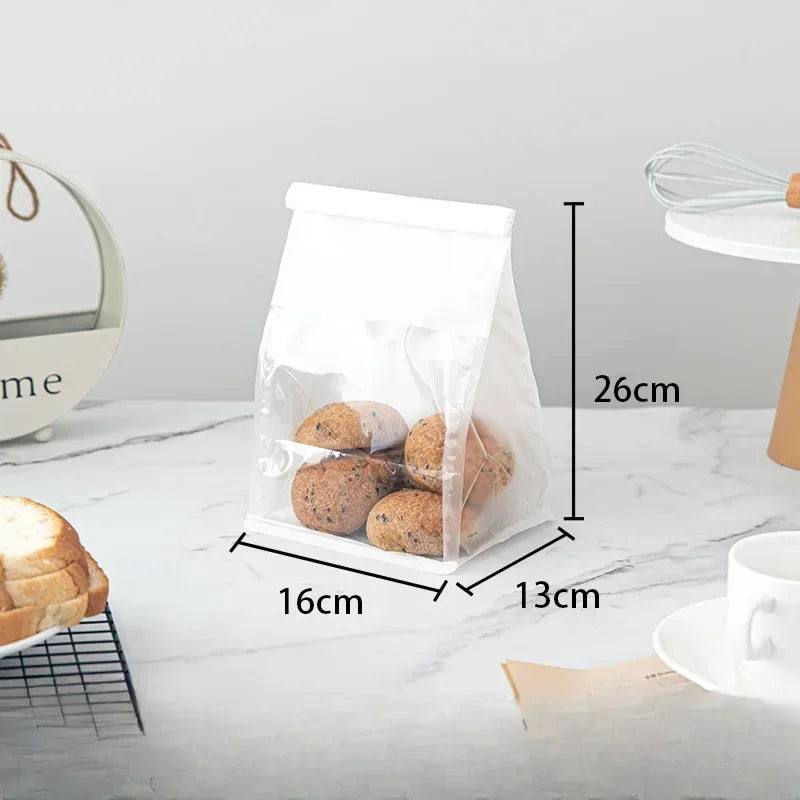 Self-Sealing Toast Bags - Available in 4 Sizes, Pack of 10 to 50 Pieces, Clear Packaging for Bread, Biscuits, Cakes, and Tea