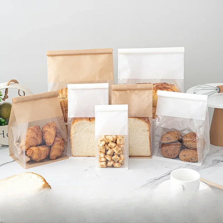 Self-Sealing Toast Bags - Available in 4 Sizes, Pack of 10 to 50 Pieces, Clear Packaging for Bread, Biscuits, Cakes, and Tea