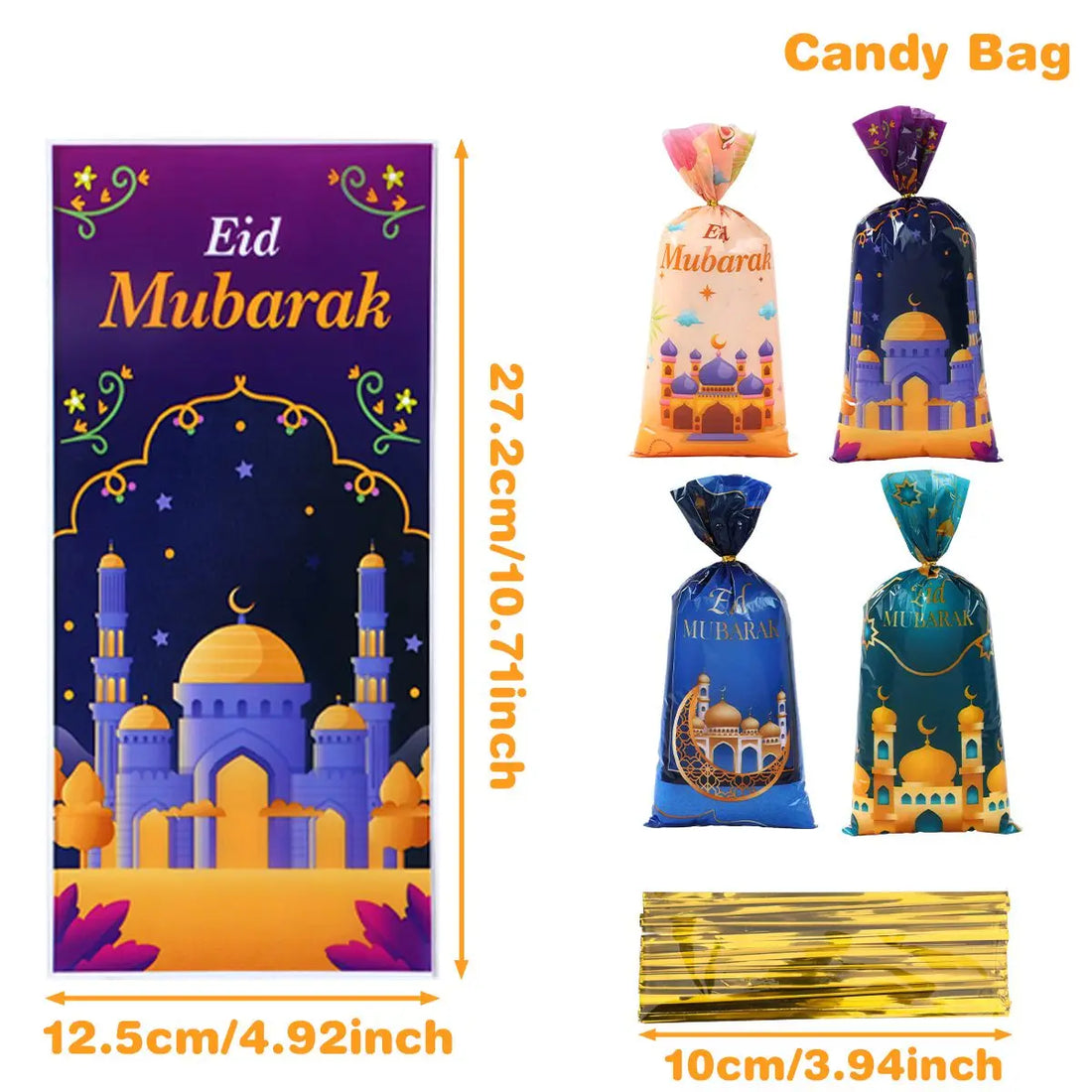 Ramadan Cookie Bags with Strap - Available in 25, 50, or 100 Pieces for Eid Mubarak Gifts and Islamic Celebrations