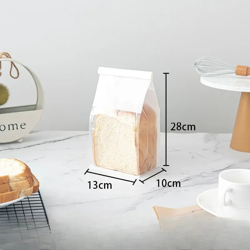 Self-Sealing Toast Bags - Available in 4 Sizes, Pack of 10 to 50 Pieces, Clear Packaging for Bread, Biscuits, Cakes, and Tea