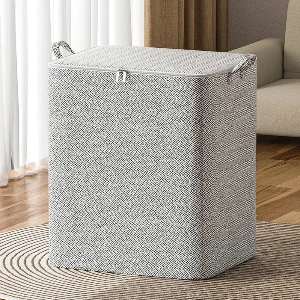 Stereoscopic Fabric Storage Bins with Windows - Foldable High-Capacity Organizers for Home Closets