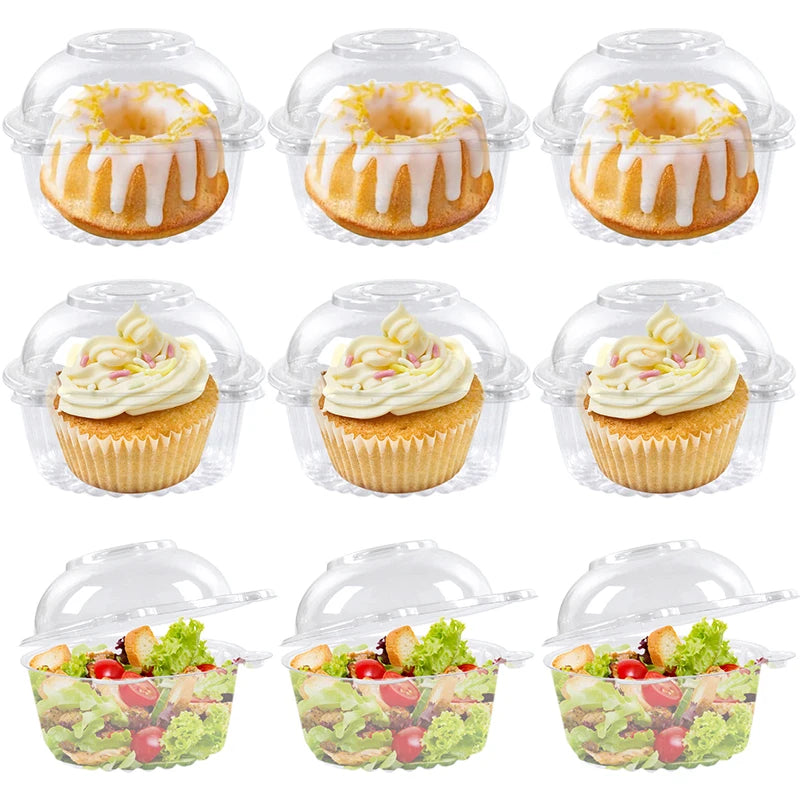 Cupcake Packaging Box Set - 10/50 Clear Dessert Containers for Donuts, Muffins, and Cakes - Perfect for Weddings, Birthdays, and Holiday Celebrations