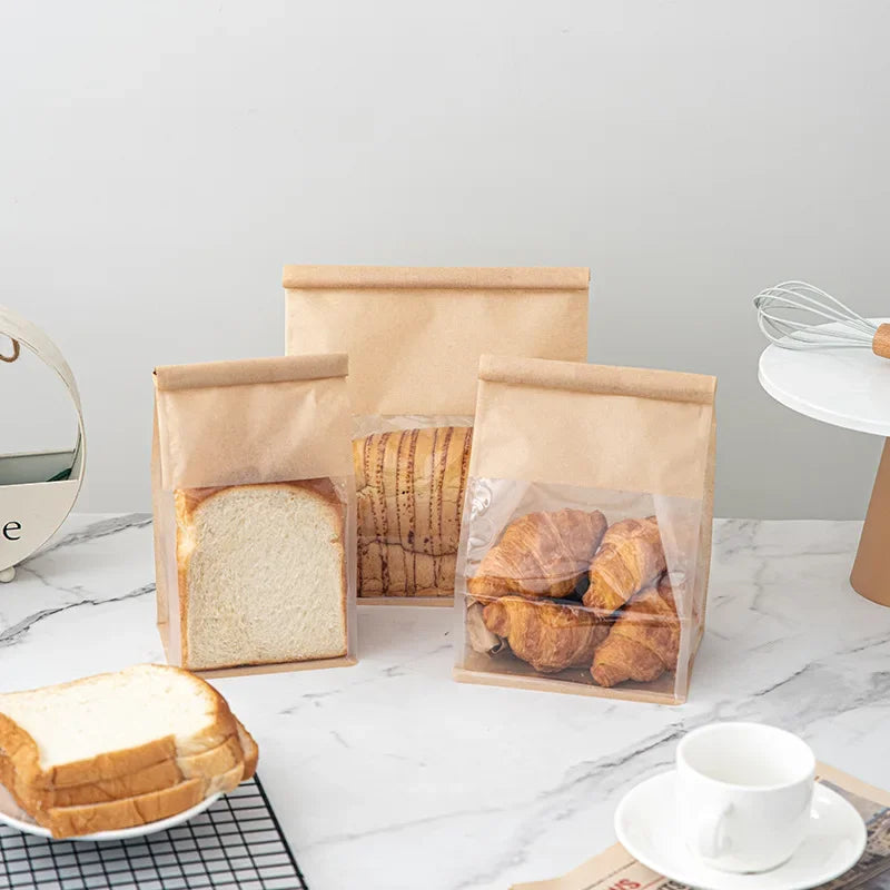 Self-Sealing Toast Bags - Available in 4 Sizes, Pack of 10 to 50 Pieces, Clear Packaging for Bread, Biscuits, Cakes, and Tea