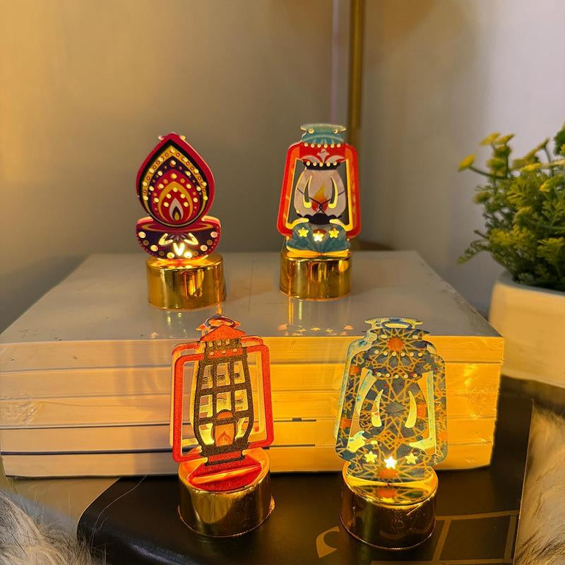 14-Piece Set of Battery-Powered Mini LED Lights for Ramadan Decorations and Home Festivities