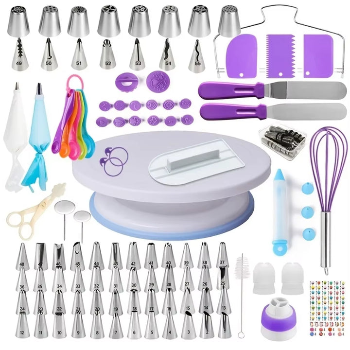 137-Piece Premium Cake Decorating Kit with Turntable, Piping Bags, and Russian Piping Tips