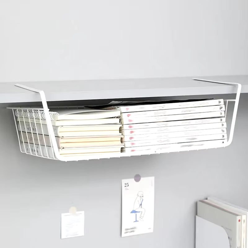 Multi-Functional Iron Base Perforated Hanging Storage Rack for Kitchen and Bathroom Organization