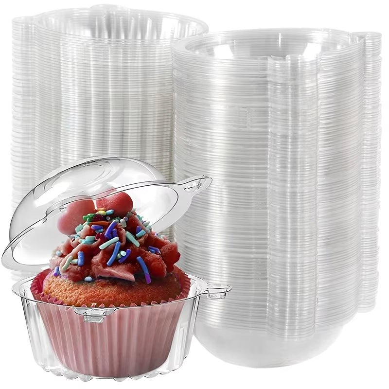 Cupcake Packaging Box Set - 10/50 Clear Dessert Containers for Donuts, Muffins, and Cakes - Perfect for Weddings, Birthdays, and Holiday Celebrations