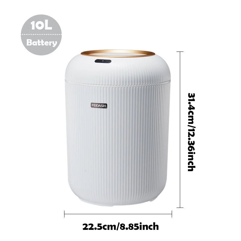 Smart Motion Sensor Trash Can with Lid - Elegant Compact Design for Multi-Purpose Use in Bedroom, Bathroom, Kitchen, and Office