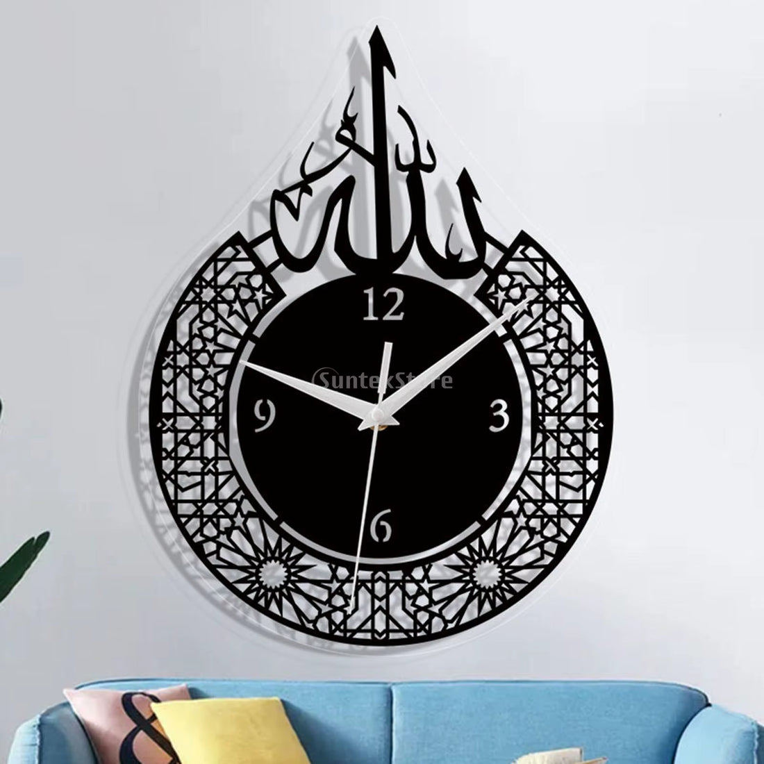 Islamic Quartz Silent Wall Clock with Pendulum - Sophisticated Ramadan Decor for Nurseries and Homes