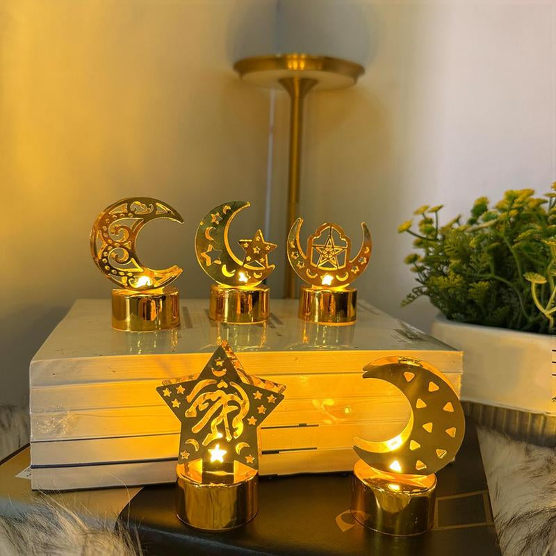 14-Piece Set of Battery-Powered Mini LED Lights for Ramadan Decorations and Home Festivities