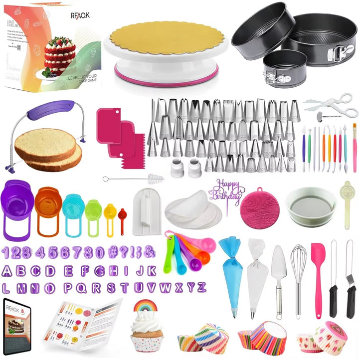 Ultimate Professional Cake Decorating Kit - Includes 3 Springform Pans & Rotating Turntable Tools