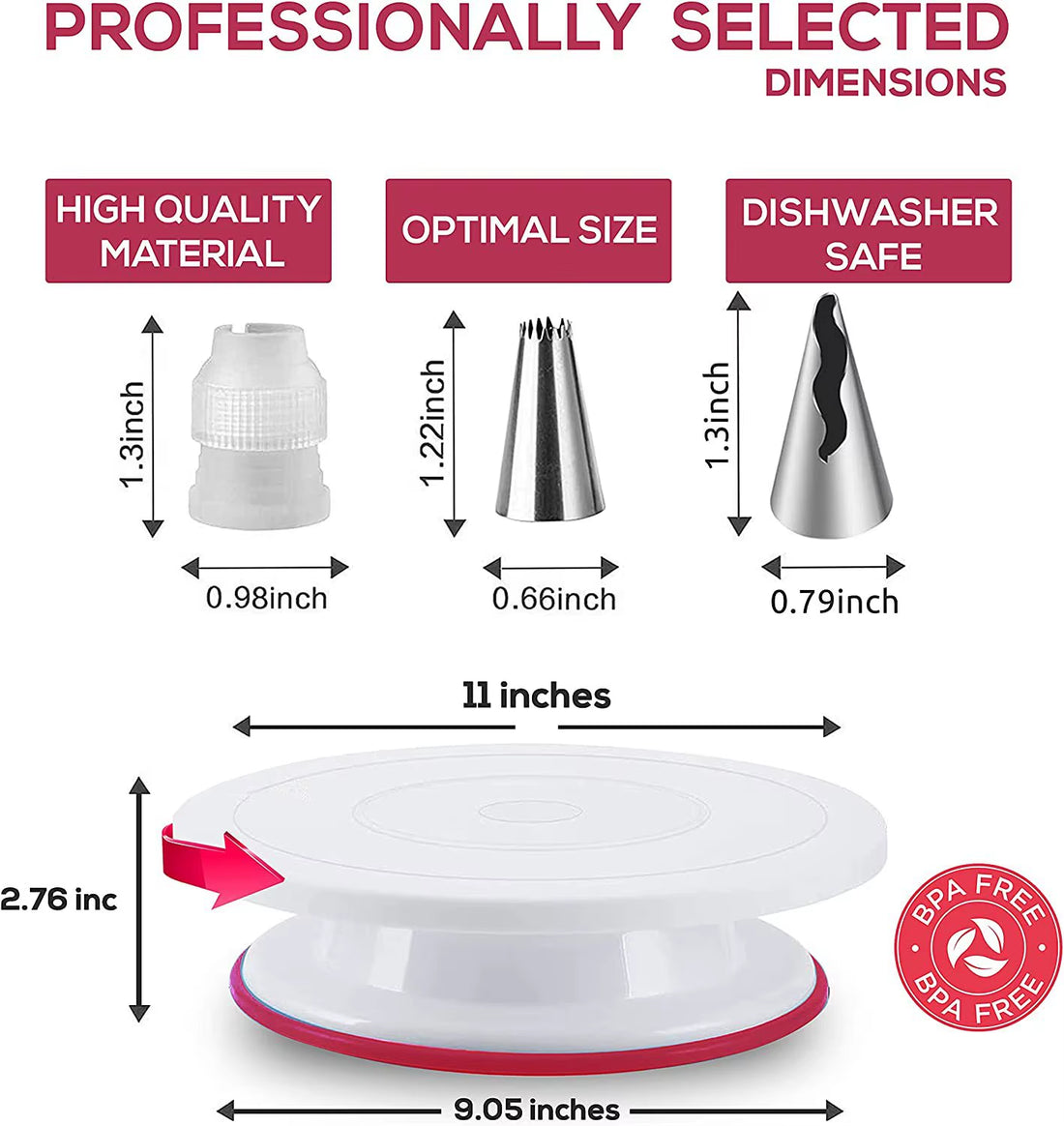 200-Piece Professional Cake Decorating Set with Rotating Turntable, Spatula, Piping Tips, Fondant Tools, and Pastry Accessories