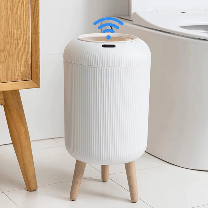 Smart Motion Sensor Trash Can with Lid - Elegant Compact Design for Multi-Purpose Use in Bedroom, Bathroom, Kitchen, and Office